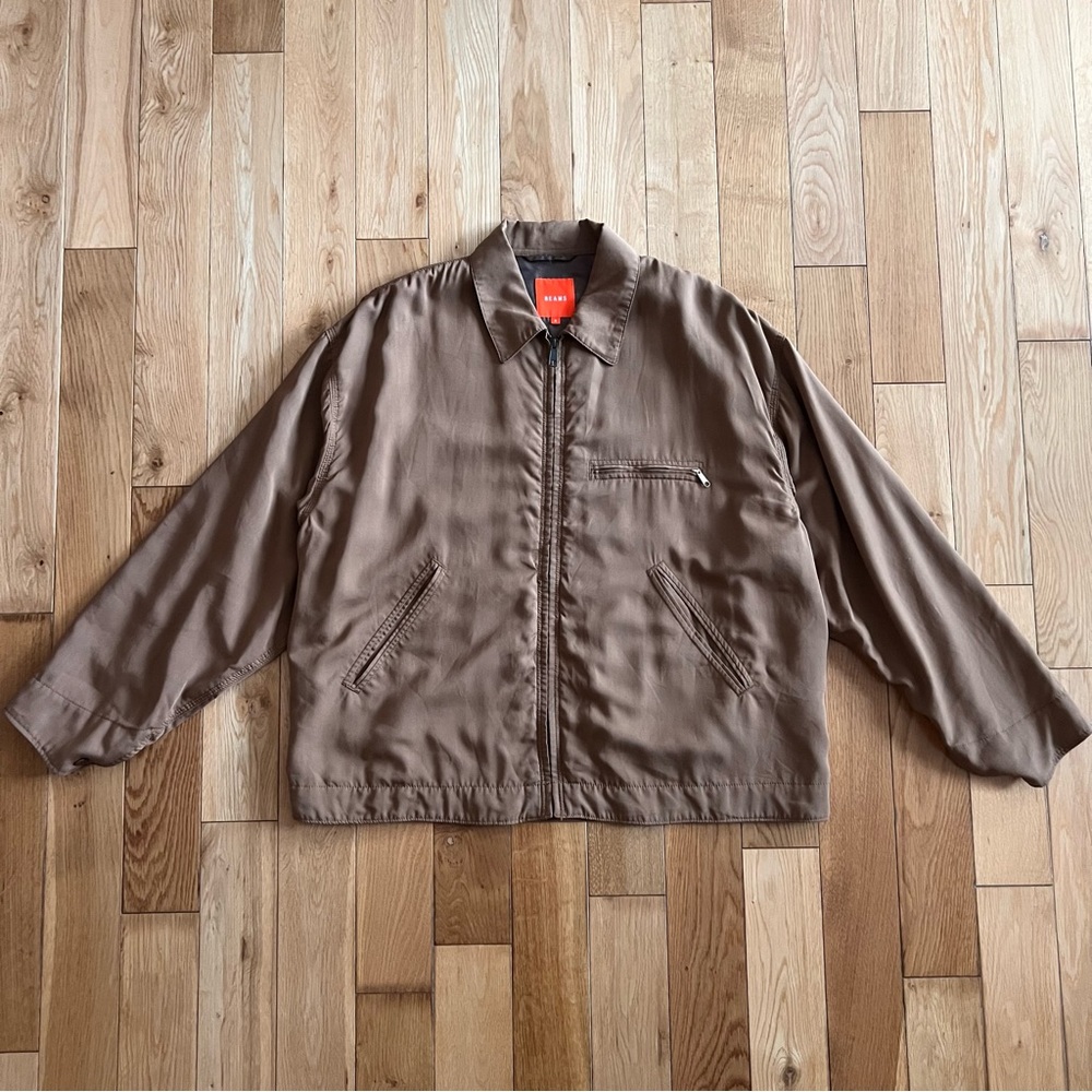 Beams Men’s Brown Lightweight Zip Front Collared Oversized Jacket Size‎ Small